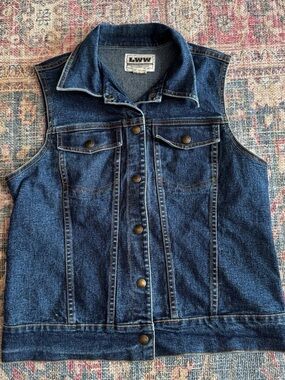 Western Dark Denim Sleeveless Vest